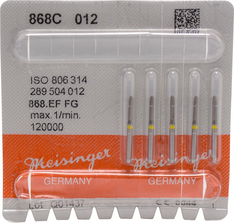 Diamanten 868  Packung  5 Stück gelb extra fein, FG, Figur 289 Torpedo, 8 mm, ISO 012