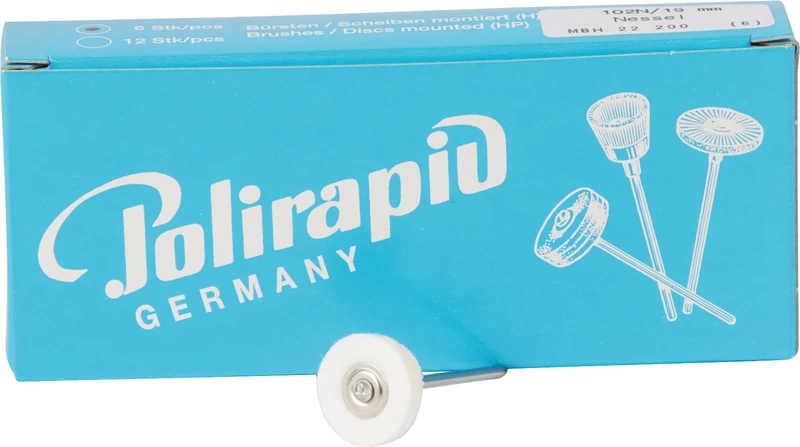 Miniaturbürsten Scheibe  Packung  6 Stück HP, Nessel, Ø 19 mm