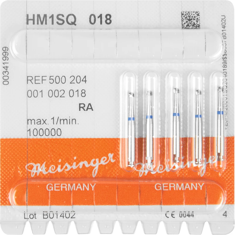 HM-Bohrer 1SQ  Packung  5 Stück schnittfr. Verz. Querhieb, RA, blau, Figur 001, ISO 018
