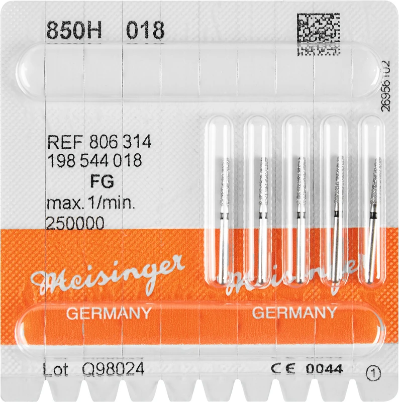 Diamanten 850  Packung  5 Stück schwarz super grob, FG, Figur 198 Konus rund, 8 mm ISO 018