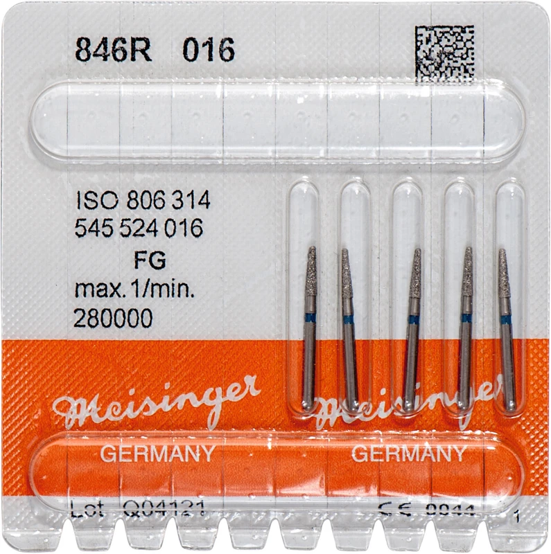 Diamanten 846  Packung  5 Stück blau mittel, FG, Figur 545, Konus Kante abgerundet, 6 mm, ISO 016