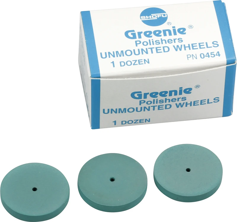 Silikonpolierer  Packung  12 Stück unmontiert, grün, Figur Rad, ISO 220