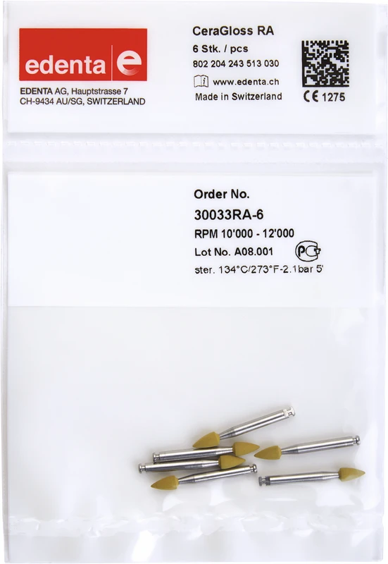 CeraGloss  Packung  6 Stück gelb, RA, Figur 243, 6 mm, ISO 030