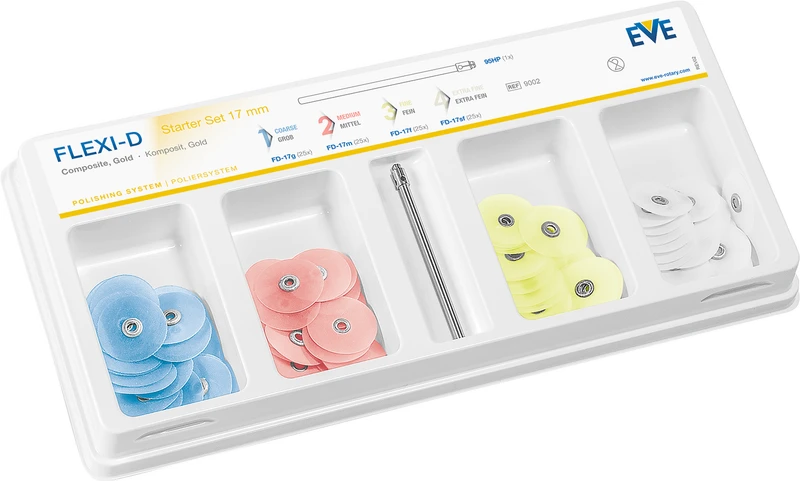 EVE FLEXI-D  Starter Kit  100 Stück (25 x blau, 25 x rosa, 25 x gelb, 25 x weiß), 17 mm, 1 Mandrell