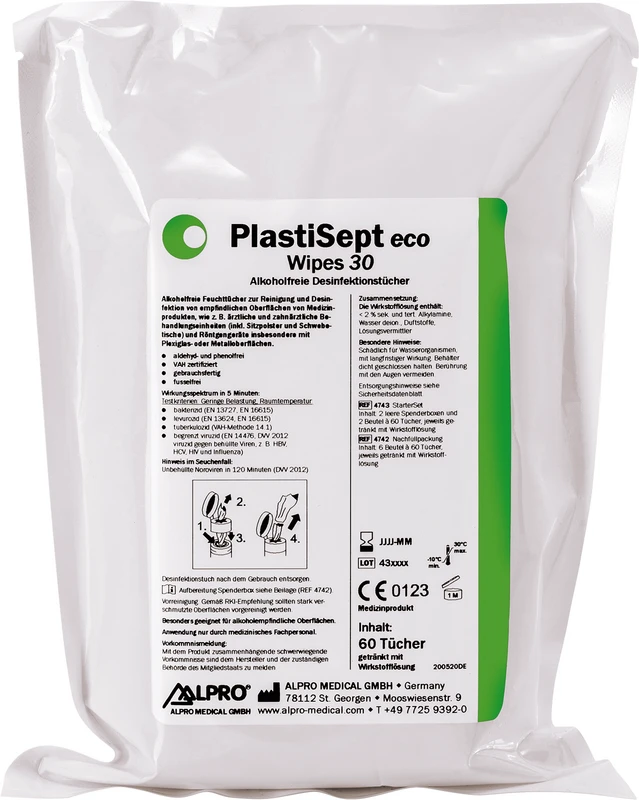 PlastiSept eco Wipes 30  Karton  6 x 60 Stück