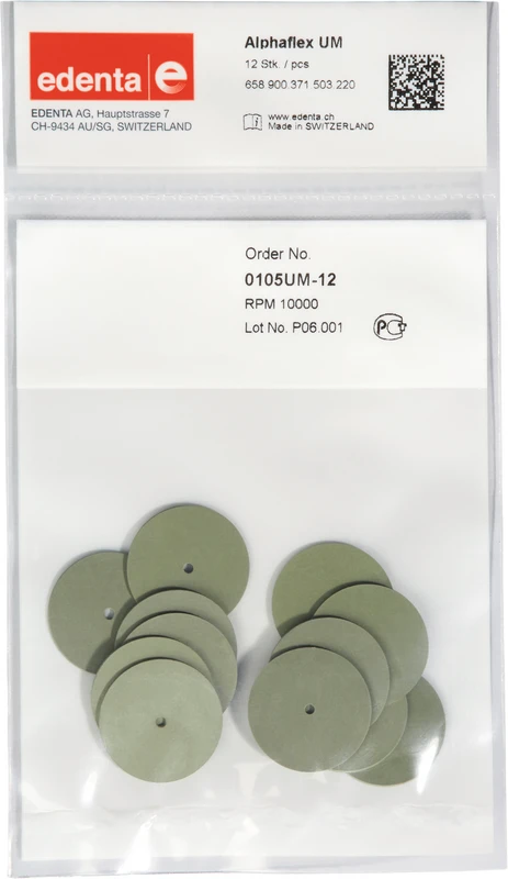 Alphaflex  Packung  12 Stück unmontiert, grün, Figur 371, 1 mm, ISO 220