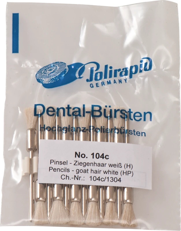 Pinselbürsten  Packung  12 Stück HP, Ziegenhaar weiß, Ø 5 mm