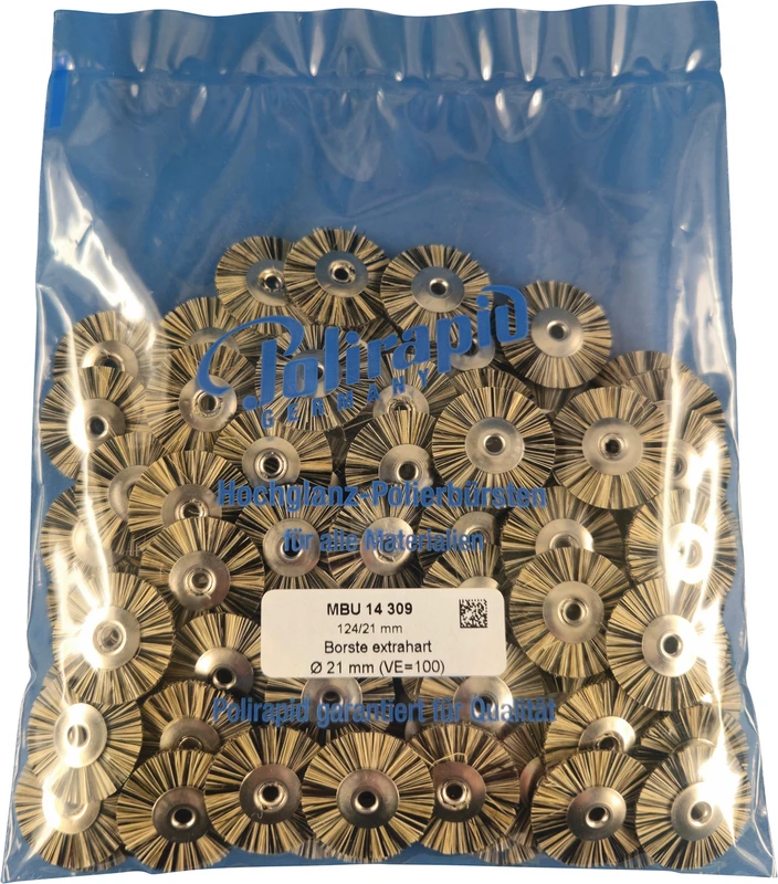 Miniaturbürsten  Packung  100 Stück unmontiert, Borste extrahart, Ø 21 mm