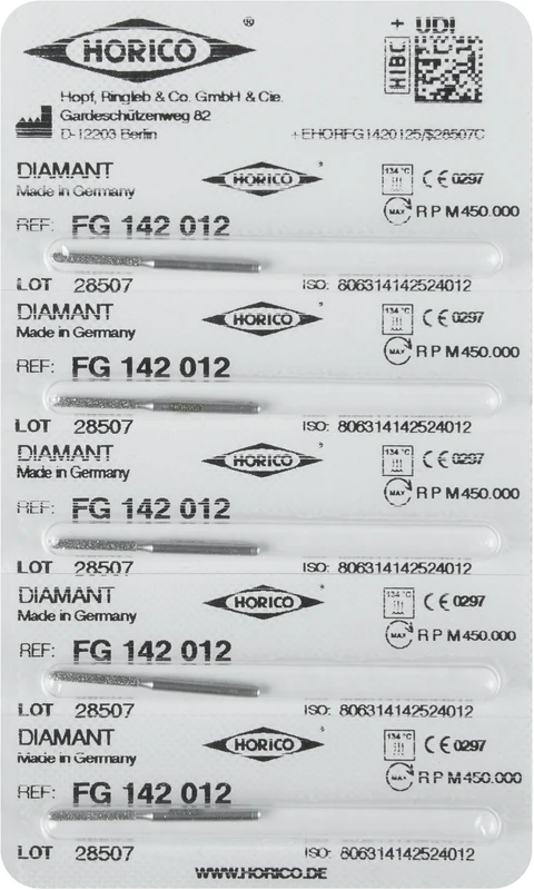 Diamantschleifer 142  Packung  5 Stück FG, Figur 142, 10 mm, ISO 012