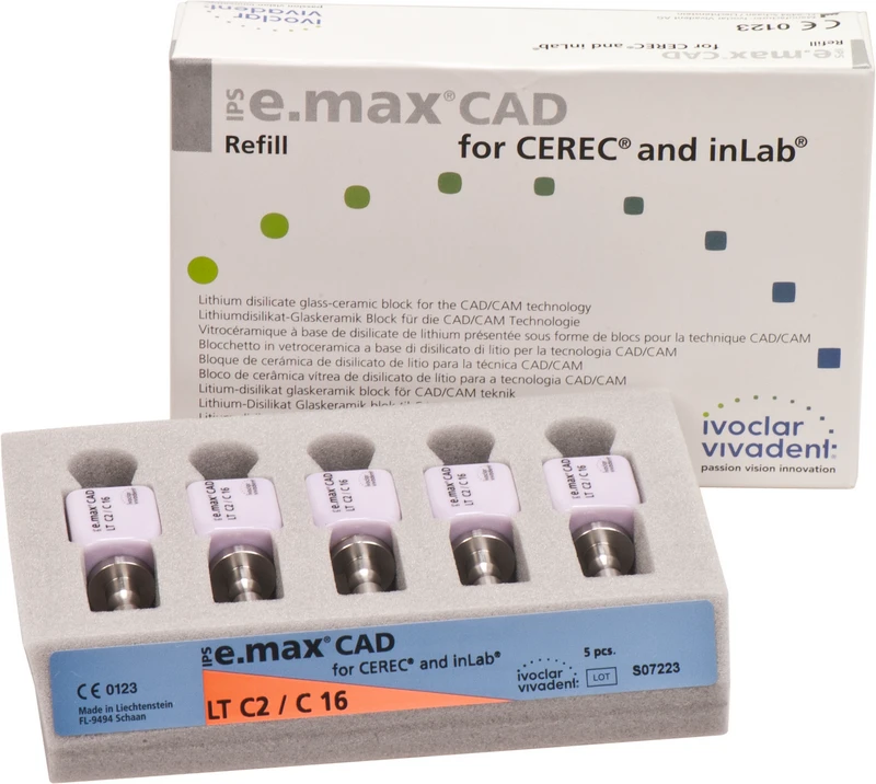 IPS e.max CAD Monolithic Solution for CEREC\inLab  Packung  5 Stück A-D Gr. C16, C2 LT