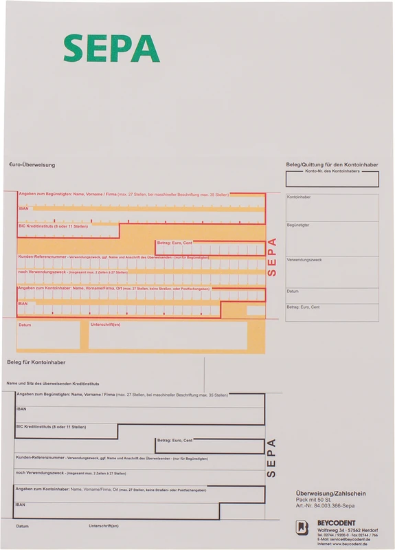 Überweisung\Zahlschein  Packung  50 Stück