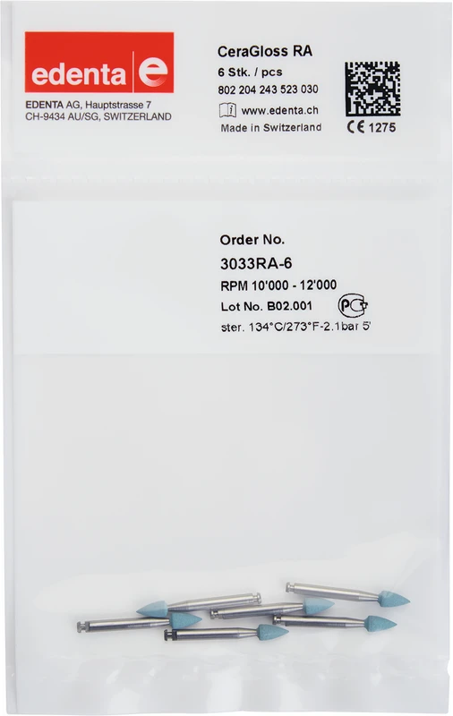 CeraGloss  Packung  6 Stück blau, RA, Figur 243, 6 mm, ISO 030