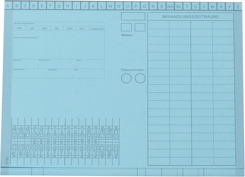 Kartei-Faltmappe A5 Dental & Medico   Packung  100 Stück Dental, blau