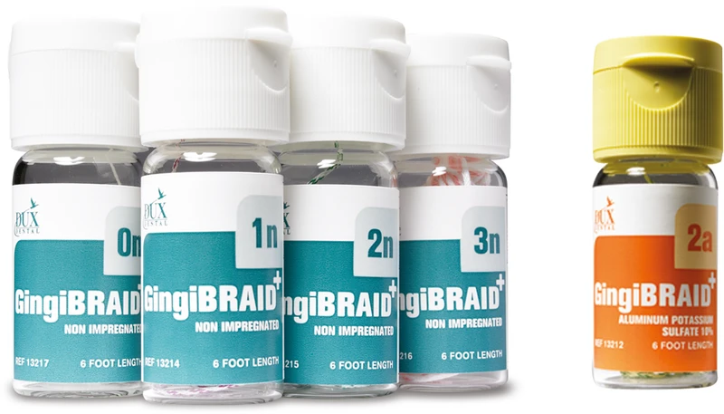 GingiBRAID+   Flasche  183 cm Faden Größe 2n weiß mit grün, nicht imprägniert