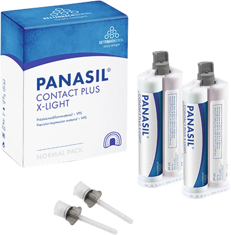 Panasil® contact plus X-Light  Normalpackung  2 x 50 ml Doppelkartusche, 8 Mischkanülen