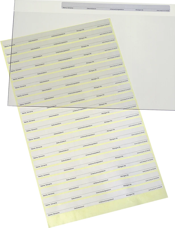 Aufkleber Röntgensichthüllen   Stück  Blatt 21 Aufkleber, 16,1 x 1,2 cm