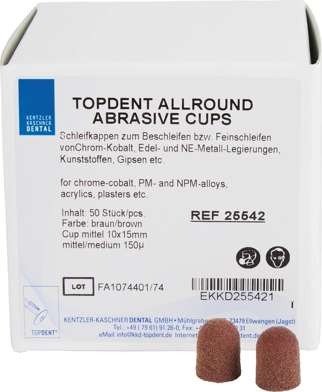 TOPDENT Abrasive Cups  Packung  50 Stück rund, mittel Ø 10 mm x 15 mm, medium 150 µm