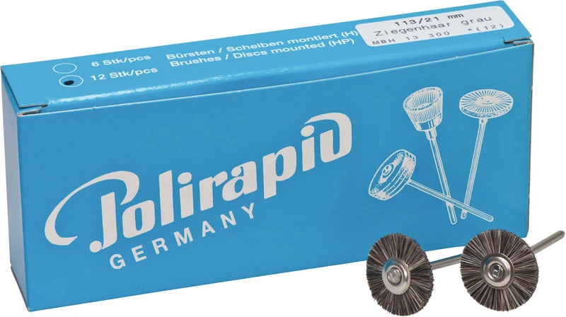 Miniaturbürsten Ziegenhaar  Packung  12 Stück HP, grau sehr weich, Ziegenhaar, Ø 21 mm