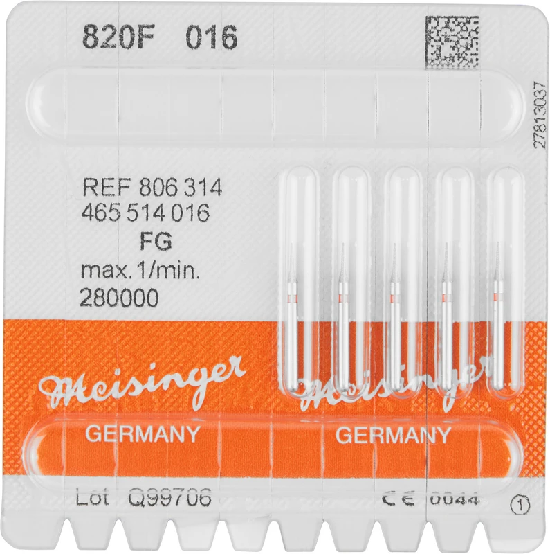 Diamanten 820  Packung  5 Stück rot fein, FG, Figur 465 Interdental, 5 mm, ISO 016