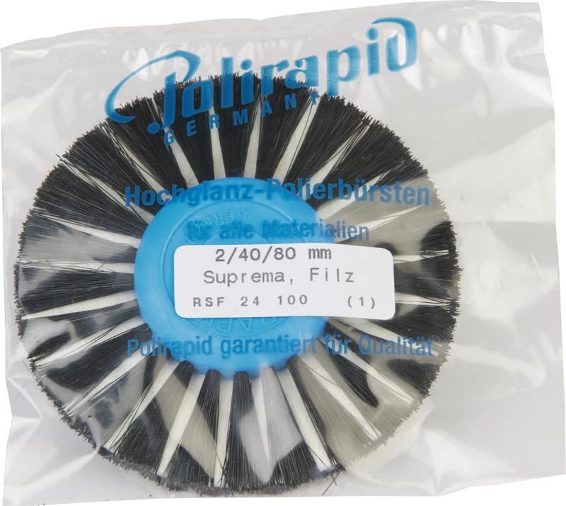 Suprema Rundbürsten Einlage  Stück  mit KK, 2-reihig, Chungking x-steif schw., E: Filz, spitz, Kern: Ø 40 mm, Außen: Ø 80 mm
