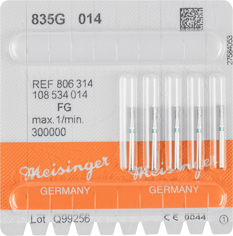 Diamanten 835  Packung  5 Stück grün grob, FG, Figur 108 Zylinder, 3,5 mm, ISO 014