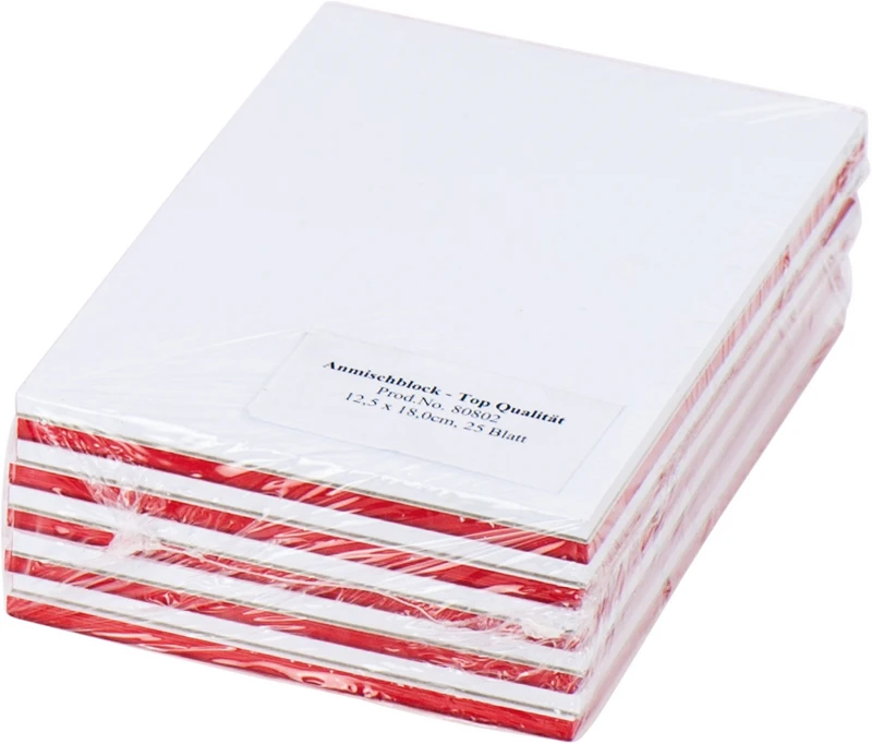 Anmischblöcke   Packung  10 Stück mittel, 25 Blatt, Anmsichbblocks, zweiseitig geblockt, 12,5 x 18 cm