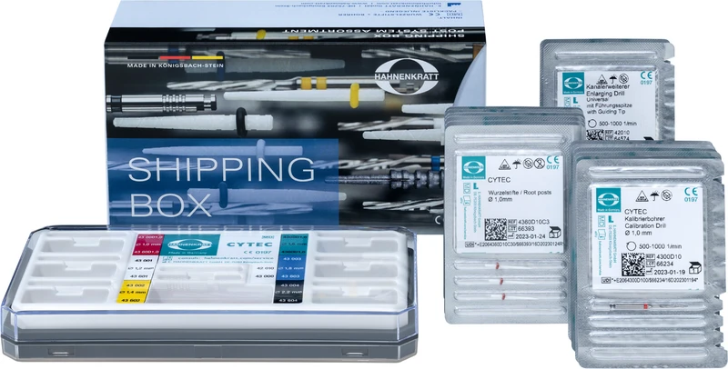 Cytec   Test Set  2 Kanalerweiterer, 1 Kalibrierbohrer, 3 Wurzelstifte, 1 Messschablone, Box leer