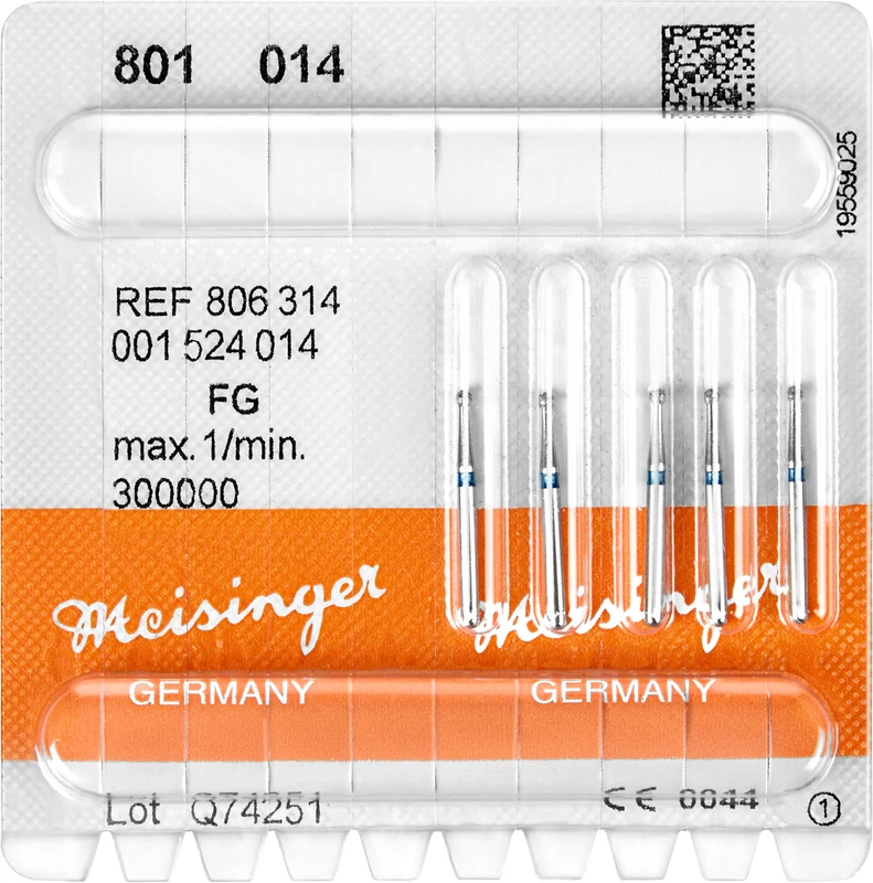 Diamanten 801  Packung  5 Stück blau mittel, FG, Figur 001 Rund, ISO 014