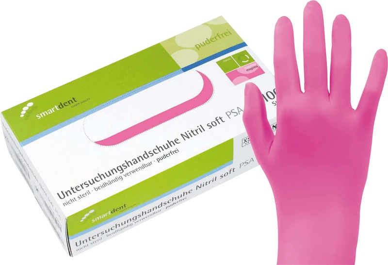 smart Nitrilhandschuhe Soft PF  Packung  100 Stück puderfrei, magenta, XS