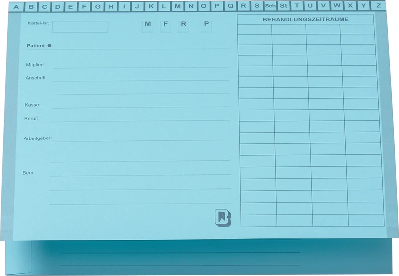 Karteimappe A5\SL   Packung  100 Stück blau mit Heftzunge