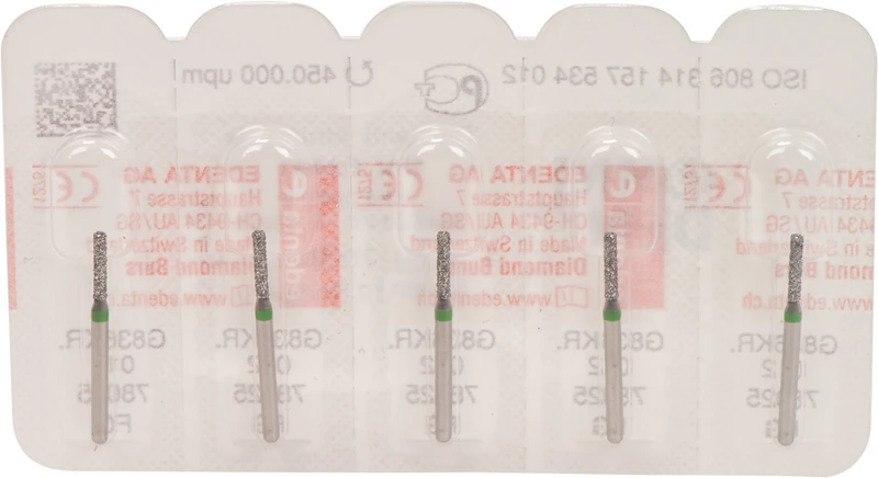 Omni Diamanten 836  Packung  5 Stück grün grob, FG, Figur 157 Zylinder Kante rund, 6 mm, ISO 012