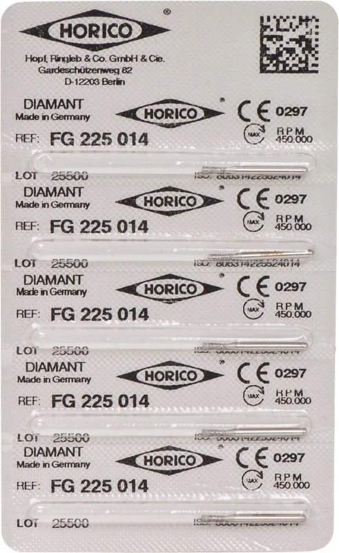 Diamantschleifer 225  Packung  5 Stück FG, Figur 225, 4 mm, ISO 014