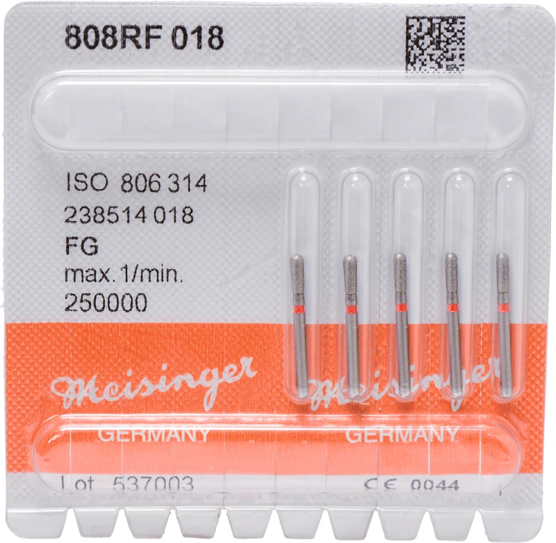 Diamanten 808  Packung  5 Stück rot fein, FG, Figur 238 Birne rund, 5 mm, ISO 018