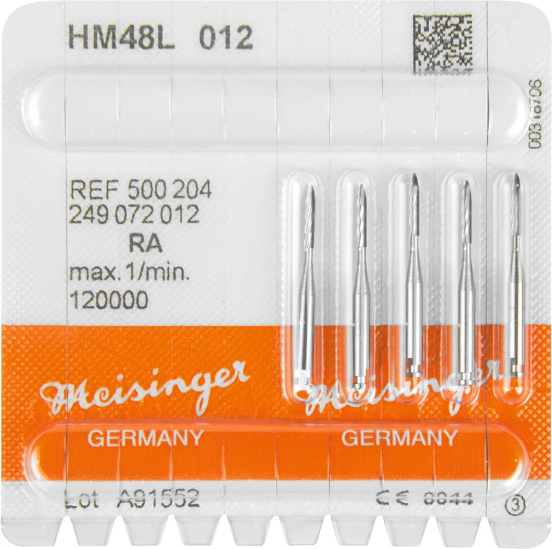 HM-Finierer 48L  Packung  5 Stück fein RA, Figur 249 Flamme, 8 mm, ISO 012