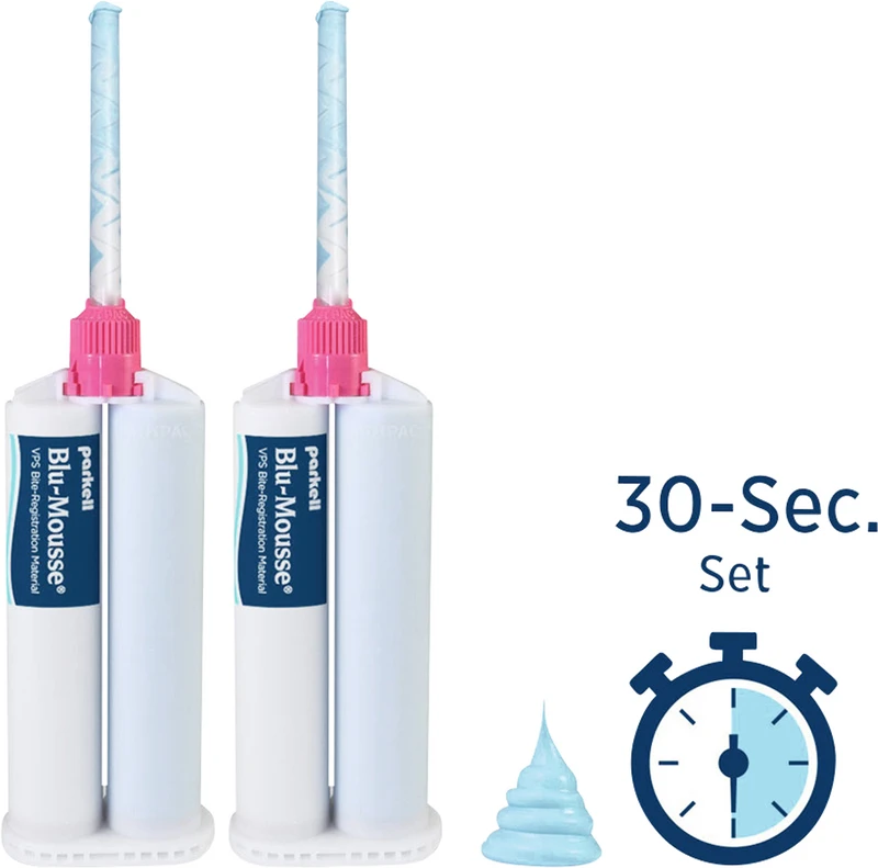 Blu-Mousse®  Packung  2 x 10 ml Doppelkartusche Super-Fast, 10 Mischkanülen pink