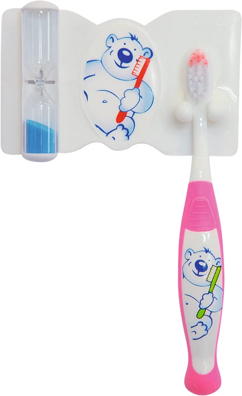 Dental Set compact baby  Packung  Otto (1 Zahnbürste, 1 Zahnbürstenhalter mit Zahnputzuhr) pink