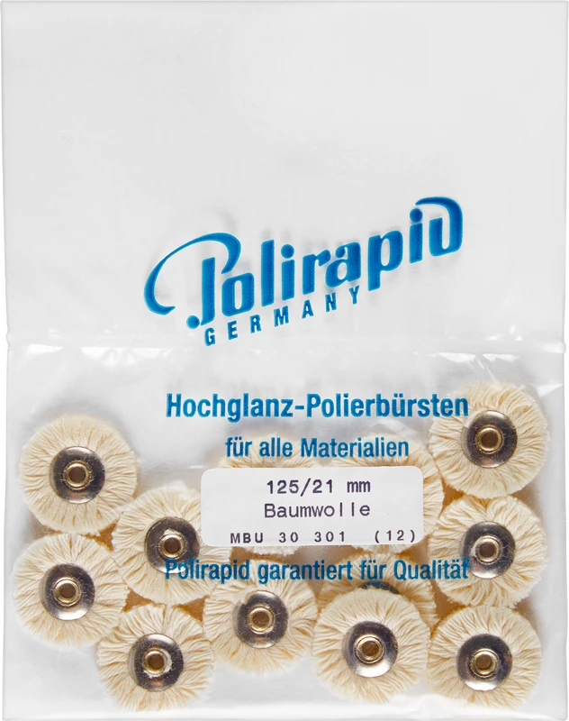 Miniaturbürsten Garn  Packung  12 Stück unmontiert, Baumwollgarn weich, Ø 21 mm