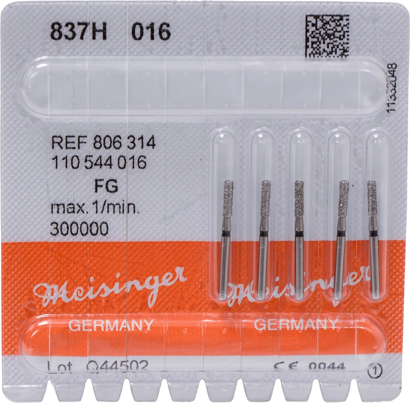 Diamanten 837  Packung  5 Stück schwarz super grob, FG, Figur 110 Zylinder, 6 mm, ISO 016