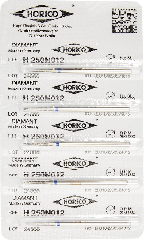 Diamantschleifer H 250  Packung  5 Stück blau normal, HP, Figur 250, 10 mm, ISO 012