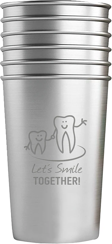 Mundspülbecher Edelstahl smile  Packung  6 Stück smile, Edelstahl