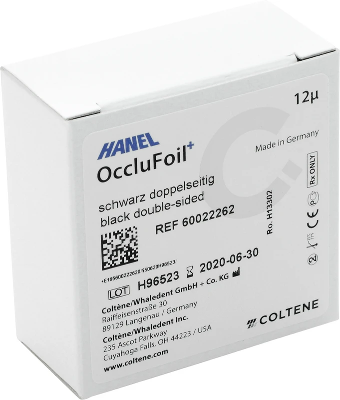 HANEL OccluFoil+, doppelseitig 12µ  Rolle  25 m schwarz, 22 mm breit, PET
