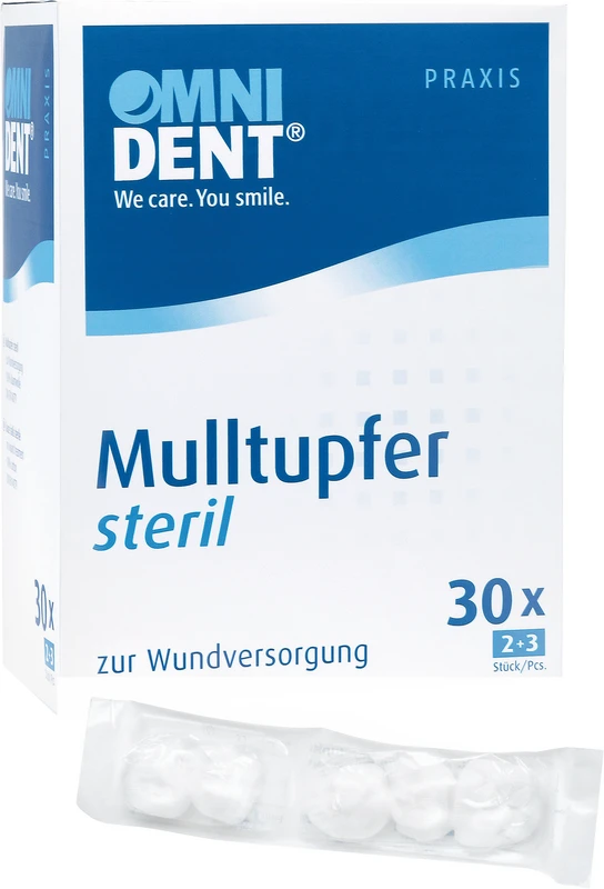 Omni Mulltupfer steril  Packung  30 Stück Walnuss