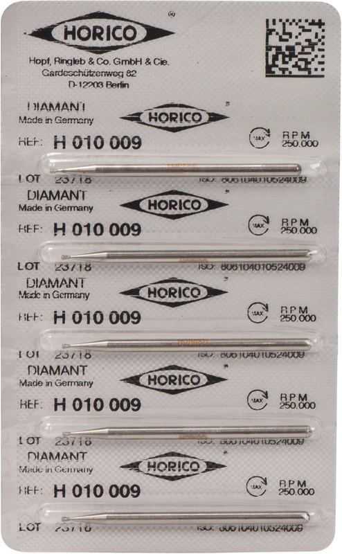 Diamantschleifer H 010  Packung  5 Stück HP, Figur 010, 1 mm, ISO 009