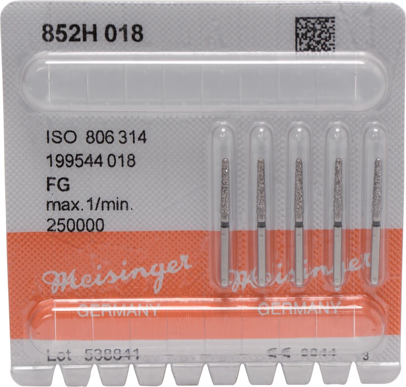 Diamanten 852  Packung  5 Stück schwarz super grob, FG, Figur 199 Konus rund, 10 mm, ISO 018