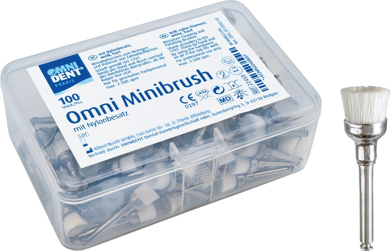 Omni Minibrush  Packung  100 Stück Nylonborsten hart, weiß