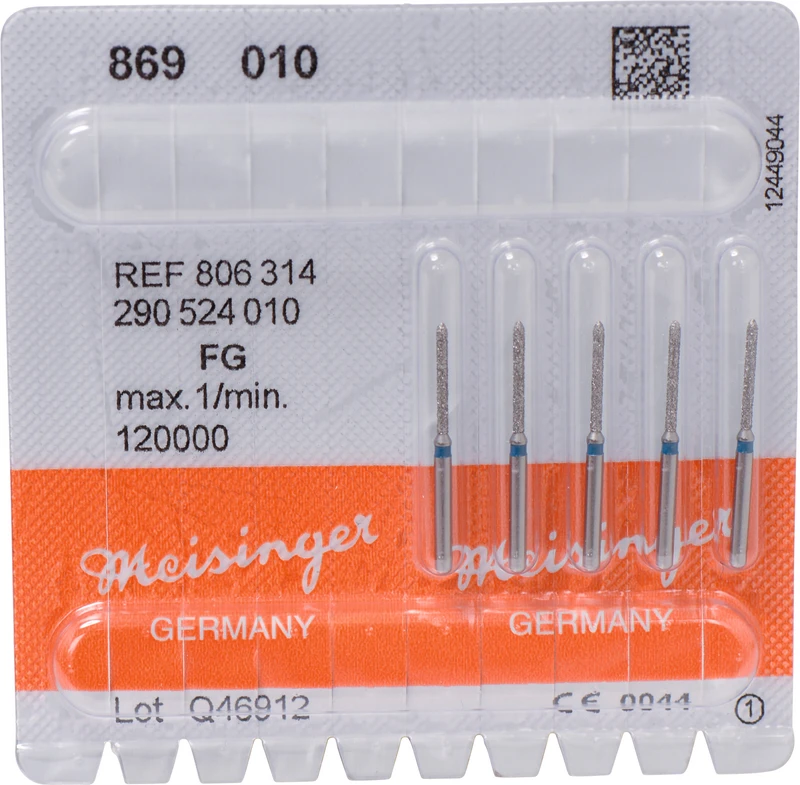 Diamanten 869  Packung  5 Stück blau mittel, FG, Figur 290 Torpedo, 10 mm, ISO 010