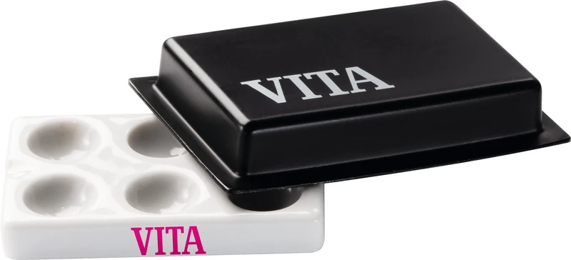 VITA Porzellan Anmischplatte   Stück  weiß mit Deckel