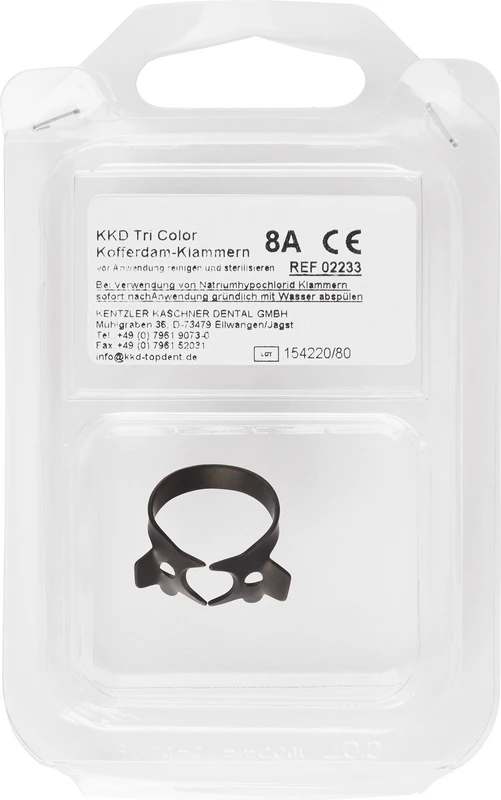 KKD® Kofferdam Klammern triColor Antireflect  Stück  schwarz matt, Nr. 8A, für UK und OK Molaren