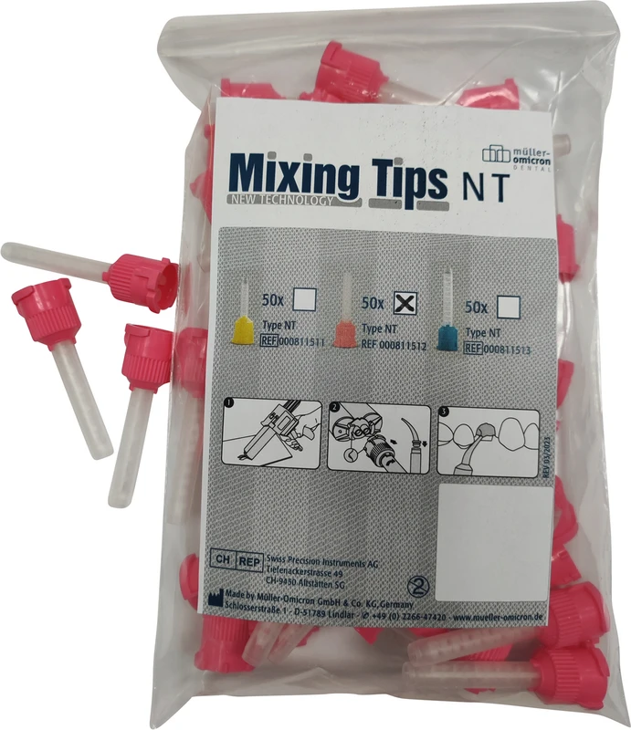 Müller-Omicron Mischkanülen NT rosa  Packung  50 Stück NT, rosa