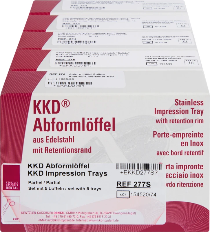 KKD® Abformlöffel Abdrucknahme  Satz  5 Stück (Nr. 10, 11, 12, 13, 19), voll